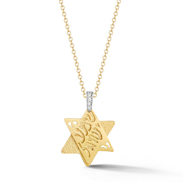 Shema Israel Star of David Pendant, 14K Gold & Diamonds