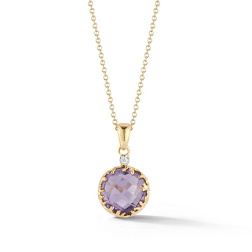 Round Gemstone Pendant, 14K Gold