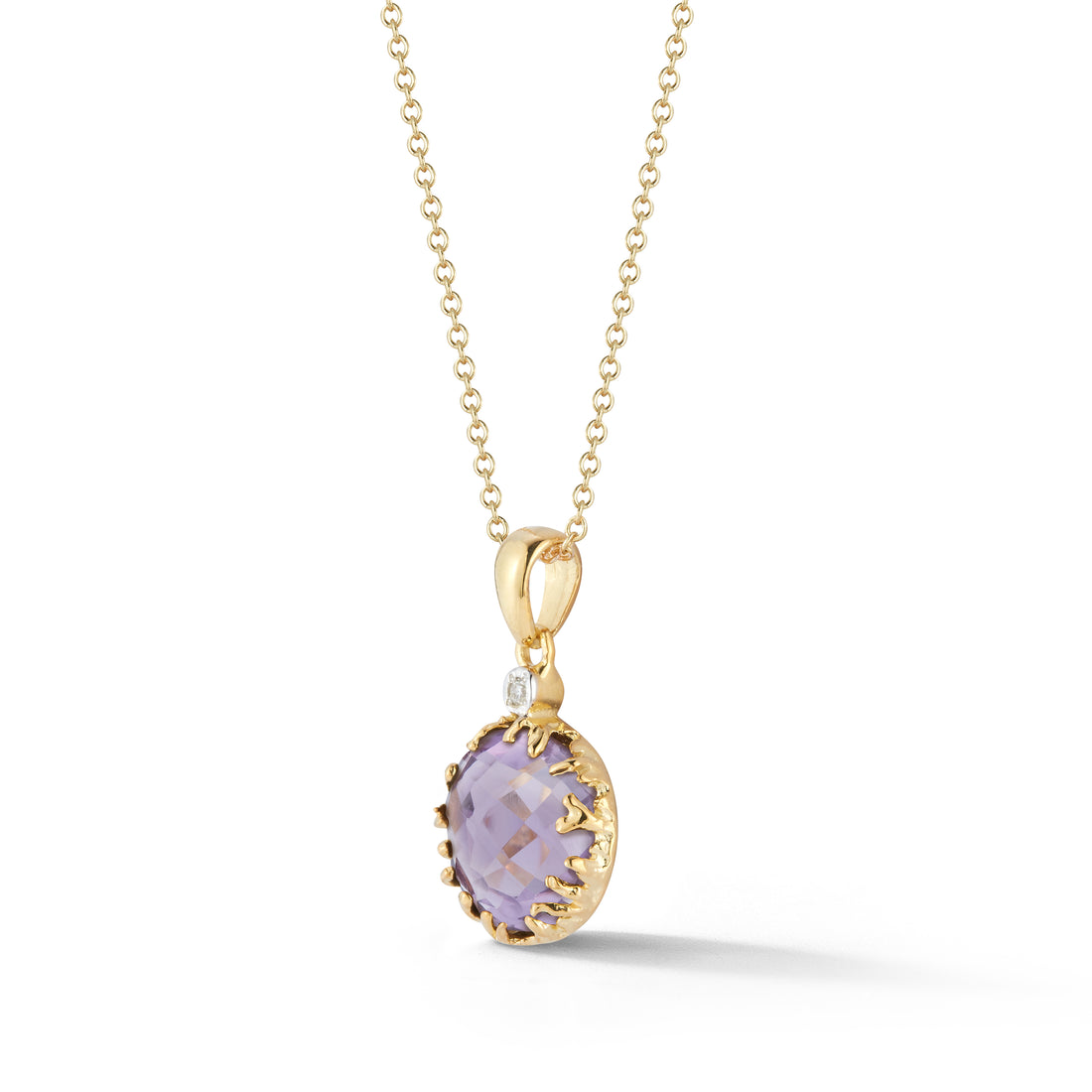 Round Gemstone Pendant, 14K Gold