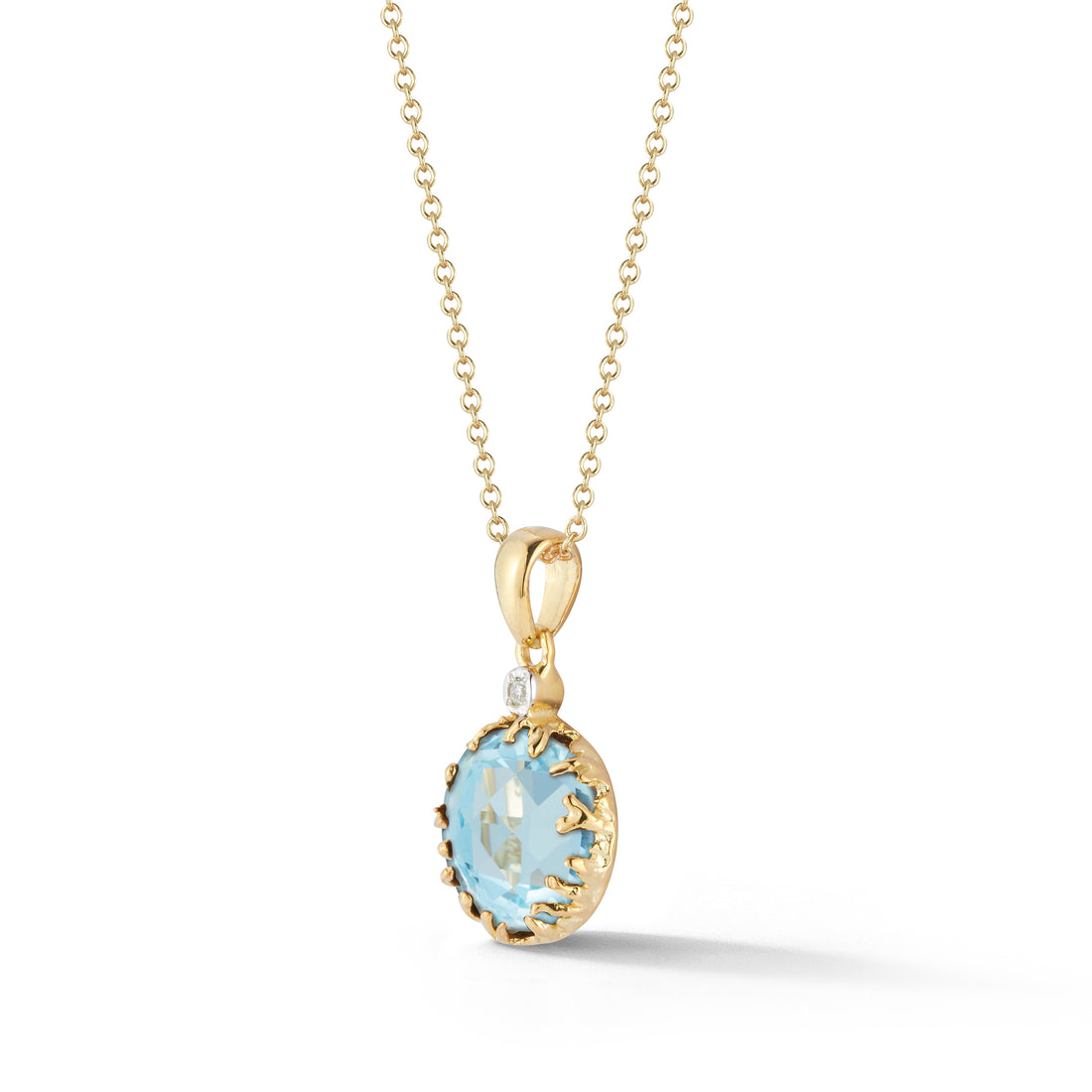 Round Gemstone Pendant, 14K Gold