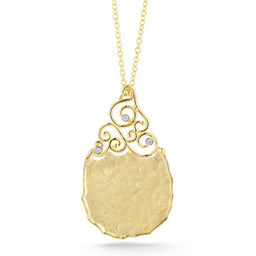 Filigree Teardrop Diamond Pendant, 14K Gold