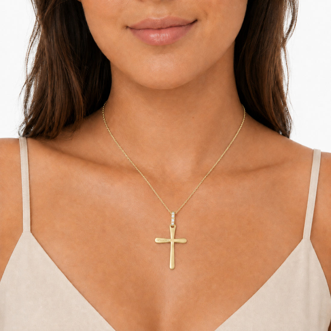Diamond Cross Pendant, 14K Yellow Gold (IR8001Y)