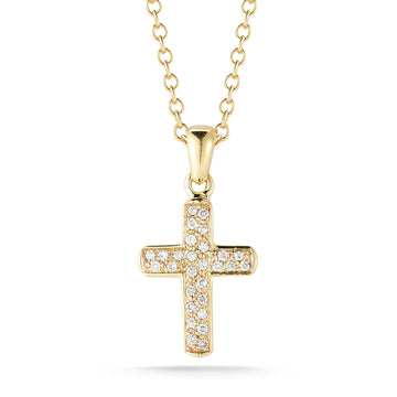 Diamond Cross Pendant, 14K Gold — 0.15 ct