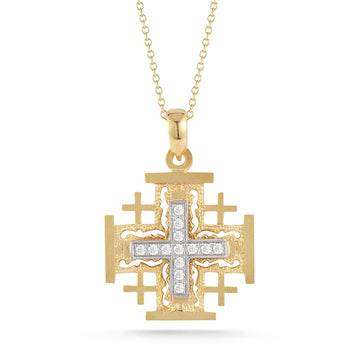 Diamond Jerusalem Cross Pendant, 14K Yellow Gold — 0.26 ct