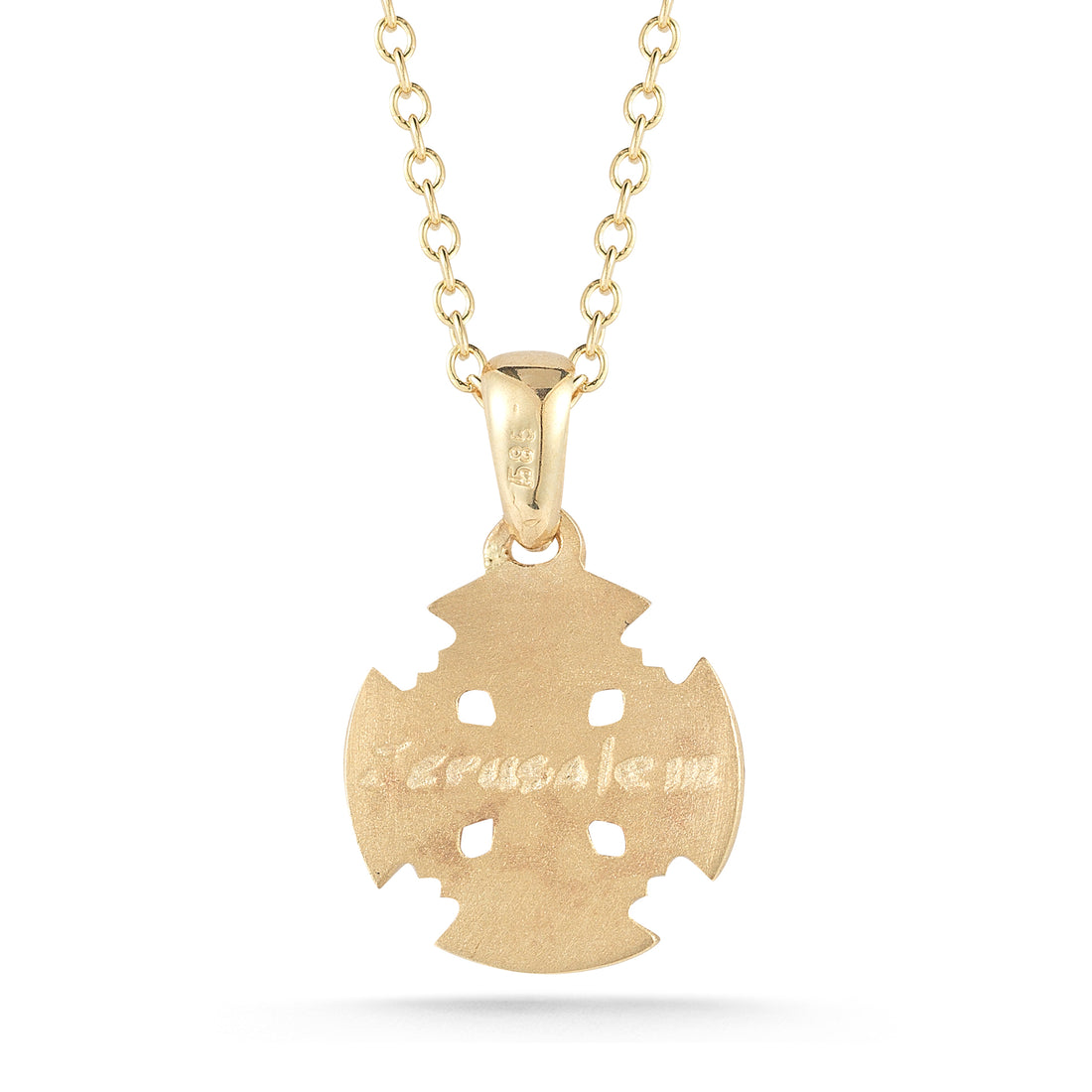 Petite Diamond Jerusalem Cross Pendant, 14K Yellow Gold
