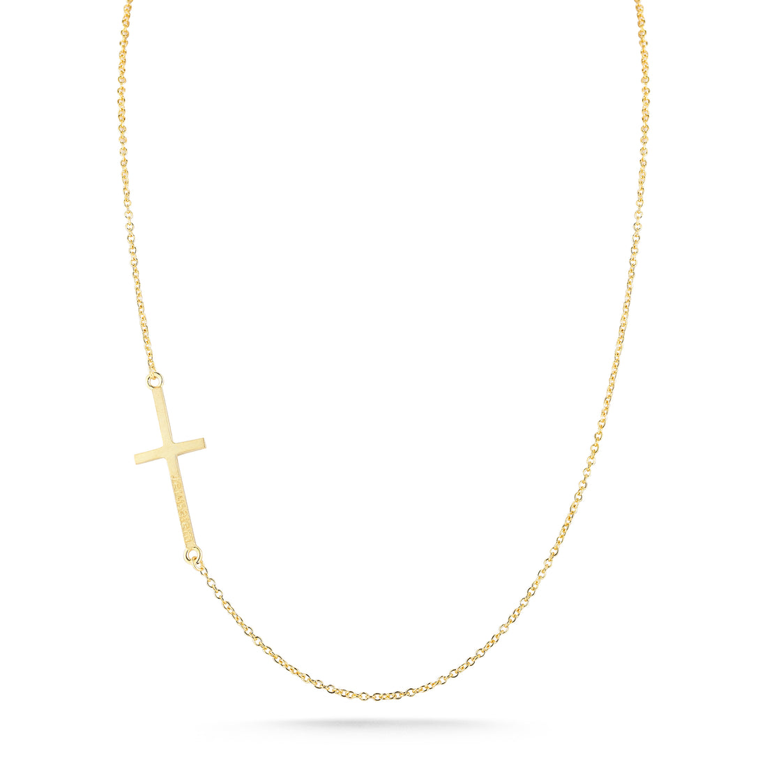 14K yellow gold east west cross necklace by Koch La Ni