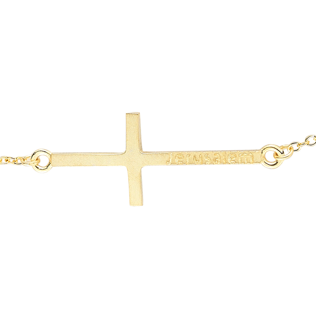 14K yellow gold east west cross necklace by Koch La Ni
