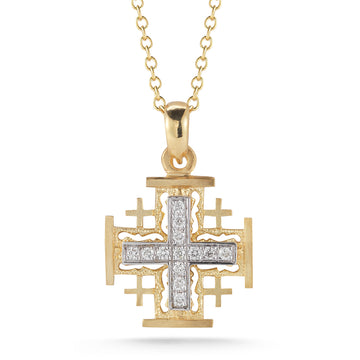 Diamond Jerusalem Cross Pendant, 14K Yellow Gold — 0.16 ct