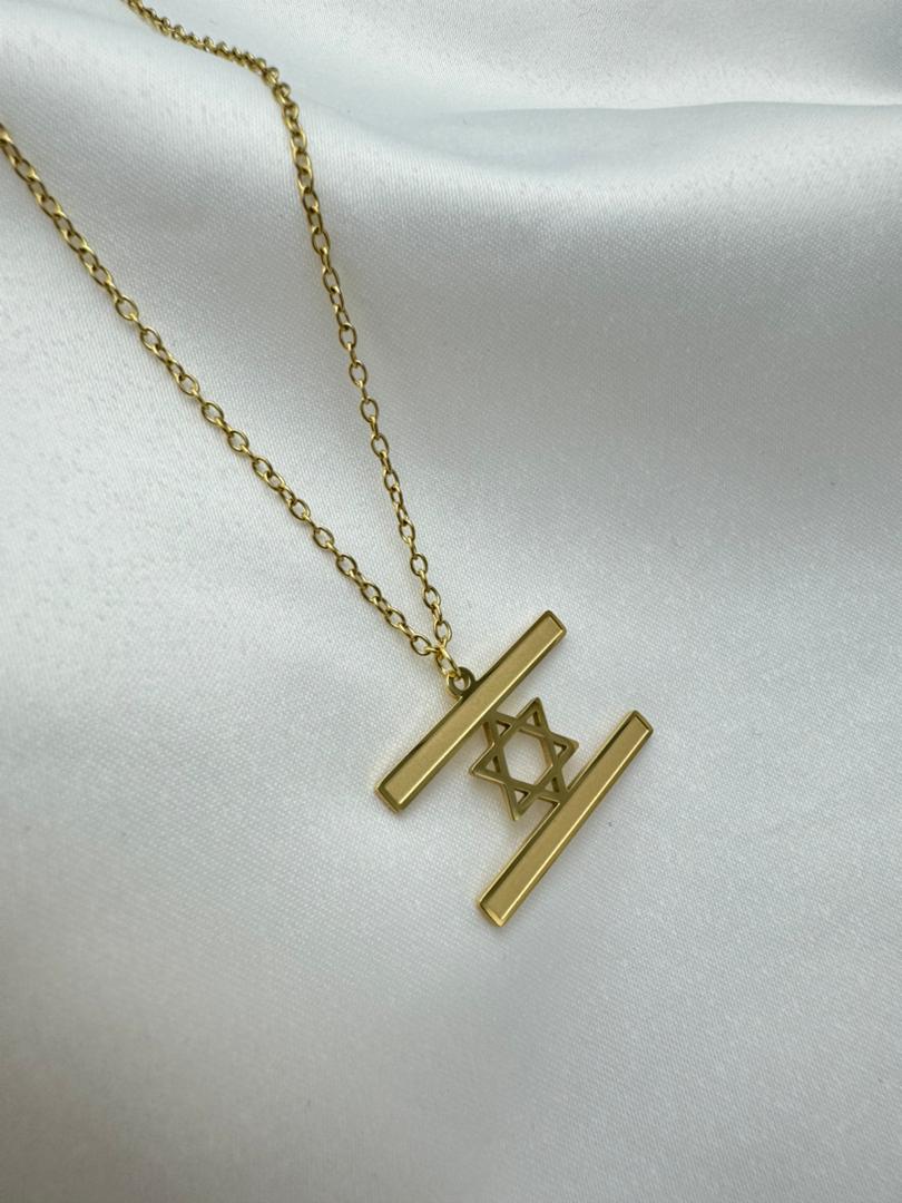 18K gold plated Israel flag necklace, part of The Israel Flag Set by Koch La Ni