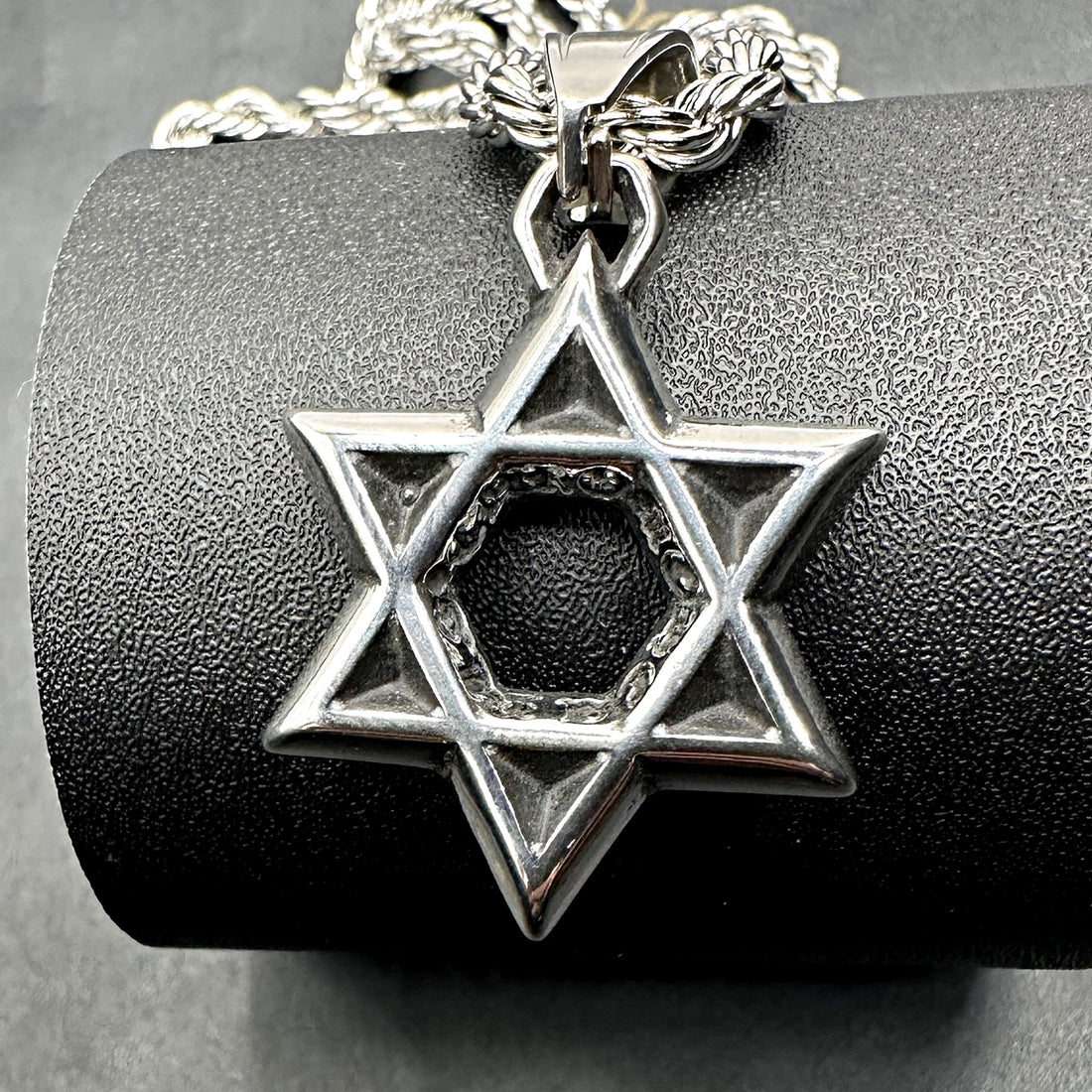 Blackened Star of David pendant on a 4mm rope chain by Koch La Ni