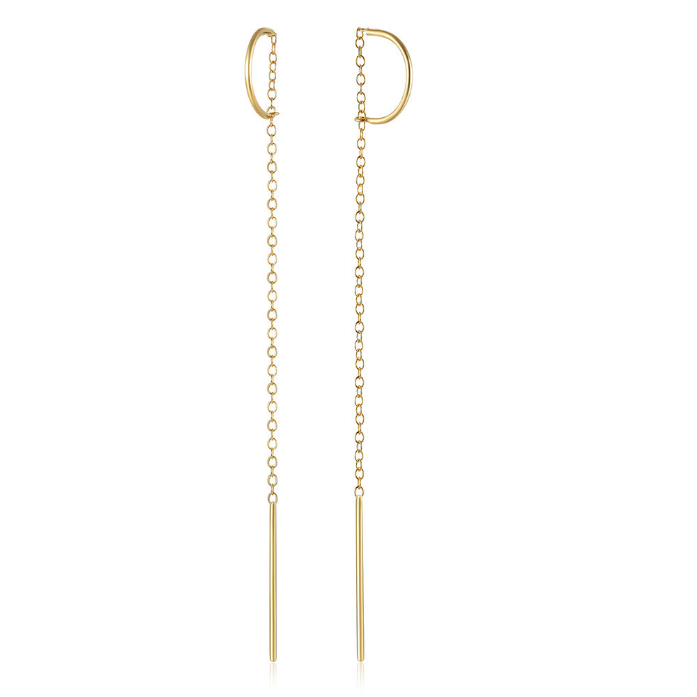 Linear Drop Chain Earrings - Gold