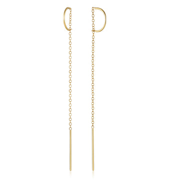 Linear Drop Chain Earrings - Gold