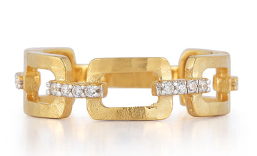 Open Link Ring with Diamonds, 14K Gold