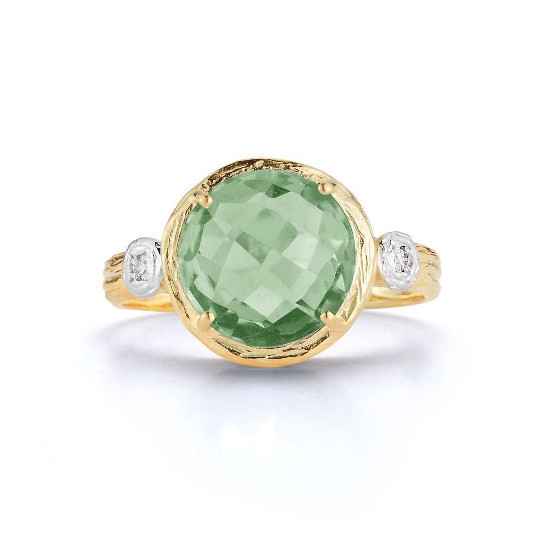 Round Gemstone Cocktail Ring, 14K Gold