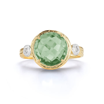 Round Gemstone Cocktail Ring, 14K Gold