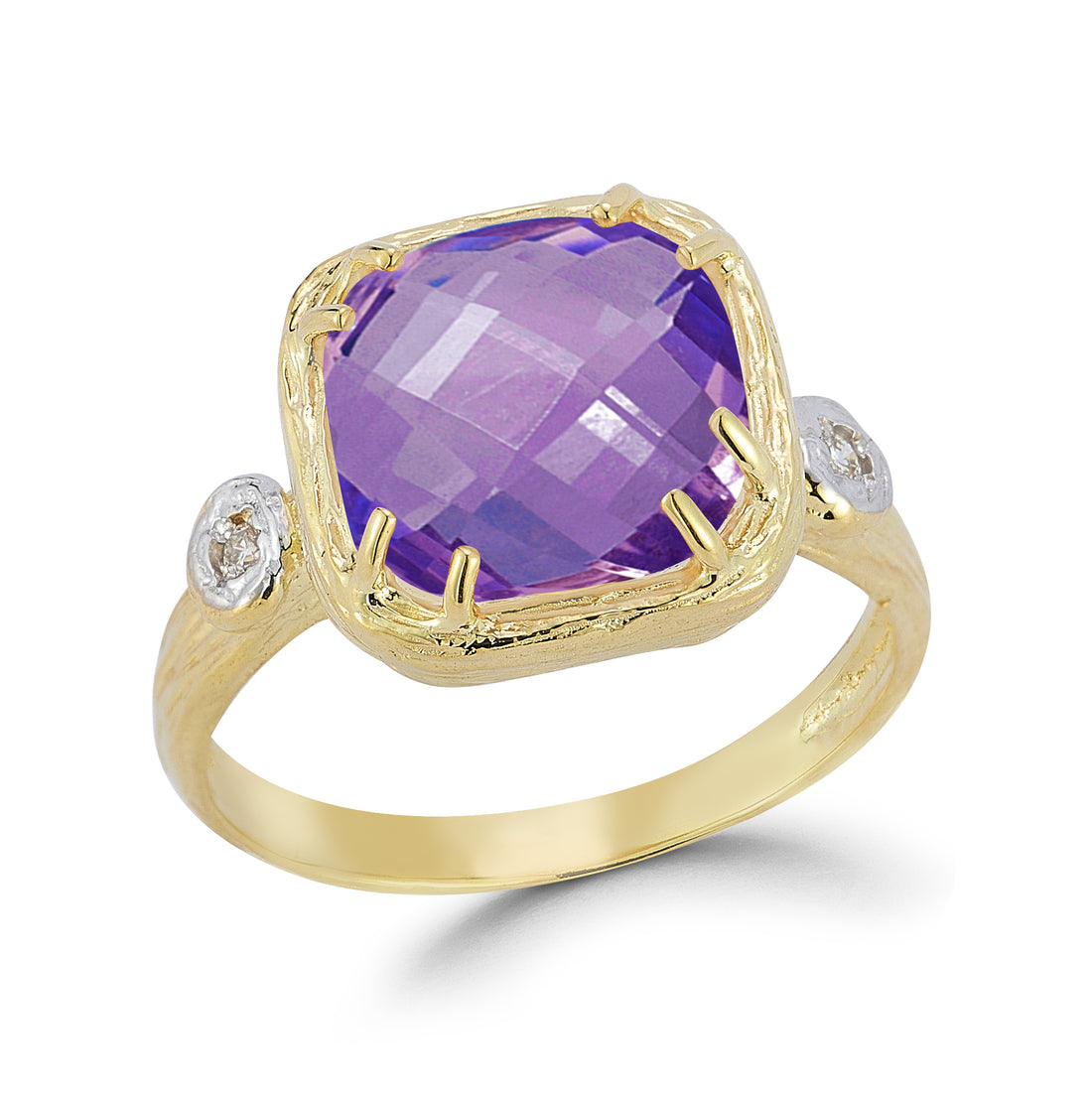 Cushion-Cut Gemstone Cocktail Ring, 14K Gold
