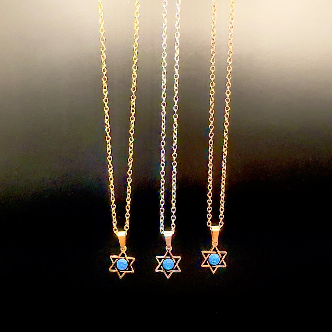 Star of David Necklace with Blue Opal