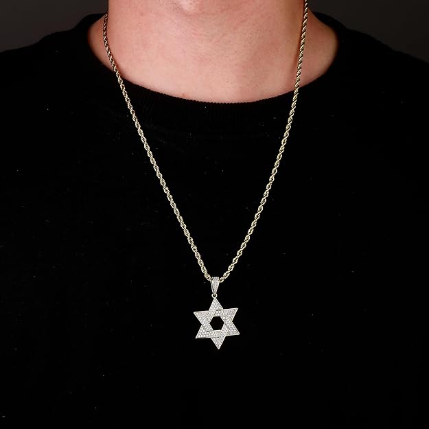 18K Gold Plated Star of David Pendant with Moissanite Stones