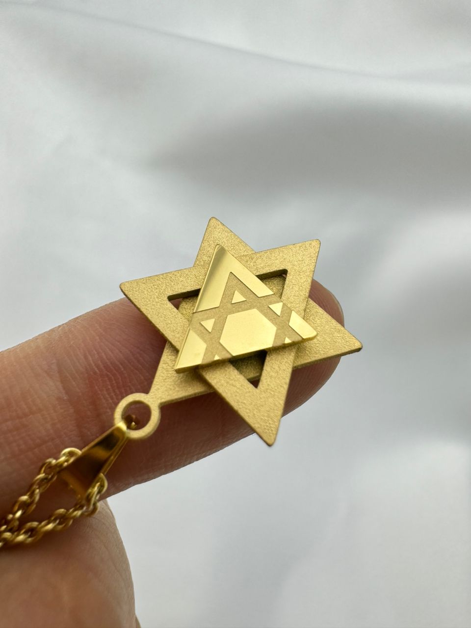 18K Gold Dipped Star of David 3 Layer Necklace