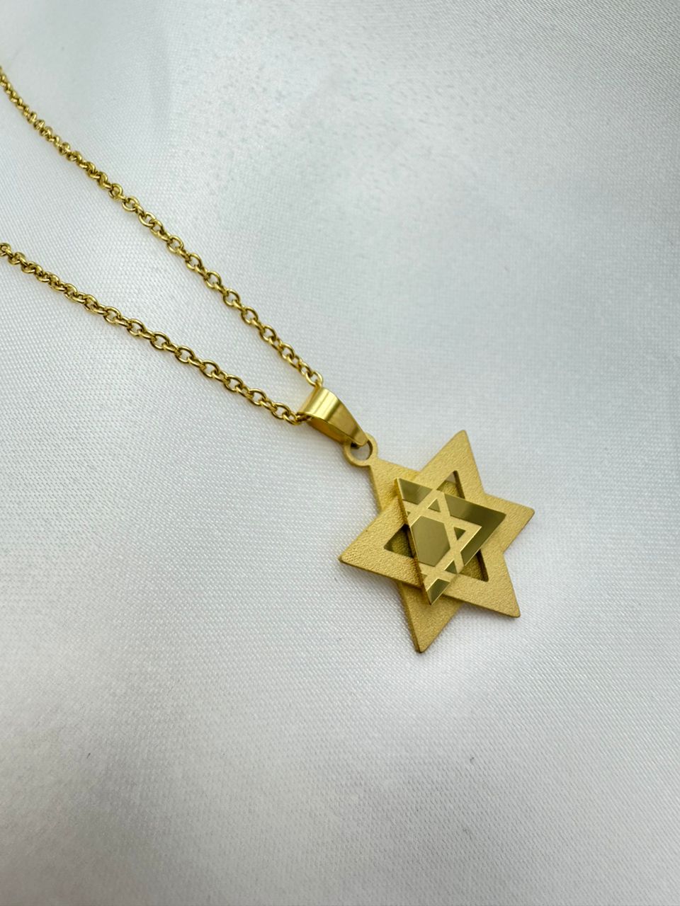 18K Gold Dipped Star of David 3 Layer Necklace