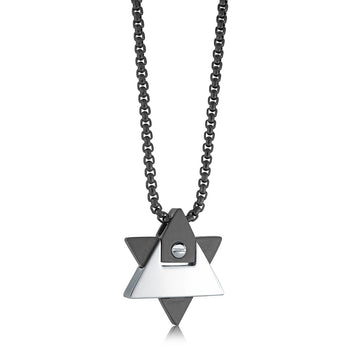 Two-Tone Angular Star of David Necklace