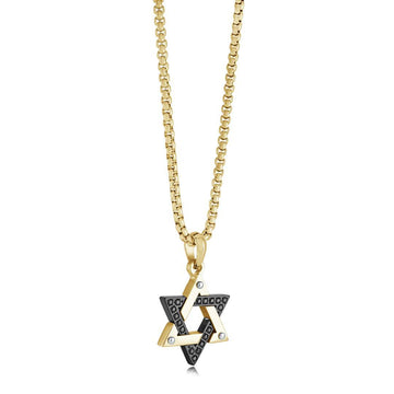 Black & Gold Star of David Necklace