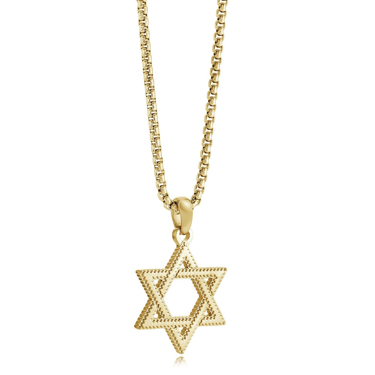 Wave edge Star of David necklace in gold stainless steel