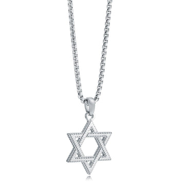 Wave edge Star of David necklace in silver stainless steel