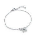 Dainty Chai bracelet in stainless steel set with white cubic zirconia on an adjustable cable chain