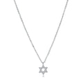 Dainty Star of David necklace in stainless steel set with white cubic zirconia on an adjustable cable chain