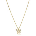 Dainty Chai pendant necklace in gold ion plated stainless steel set with white cubic zirconia on an adjustable cable chain