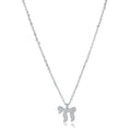 Dainty Chai pendant necklace in stainless steel set with white cubic zirconia on an adjustable cable chain
