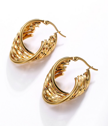 18K Gold Plated Twisted Hoop Earrings