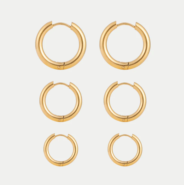 18K Gold Plated Huggie Hoop Earrings