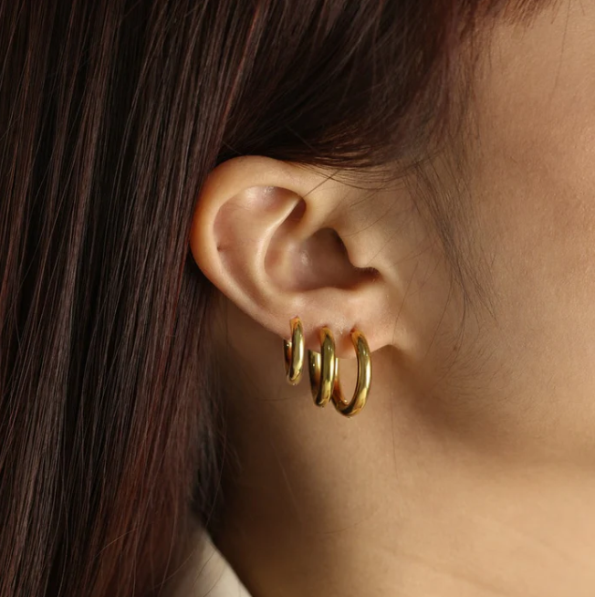 18K Gold Plated Huggie Hoop Earrings