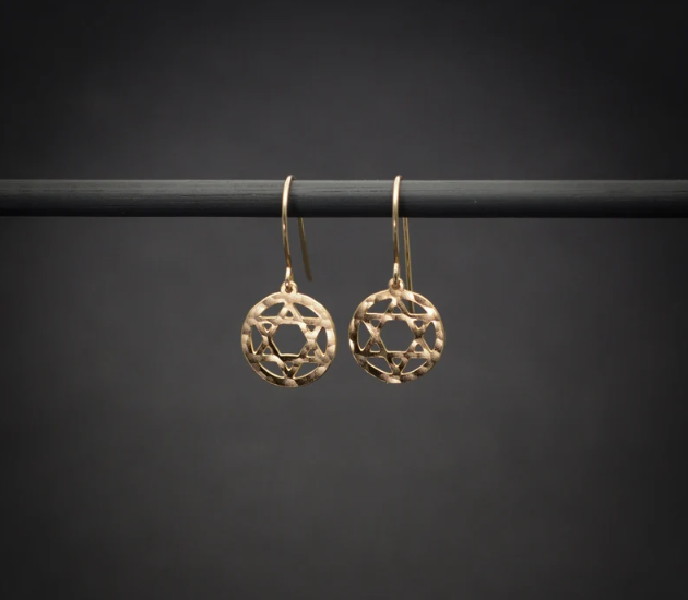 Dainty hammered Star of David circle drop earrings, part of The Dainty Set by Koch La Ni