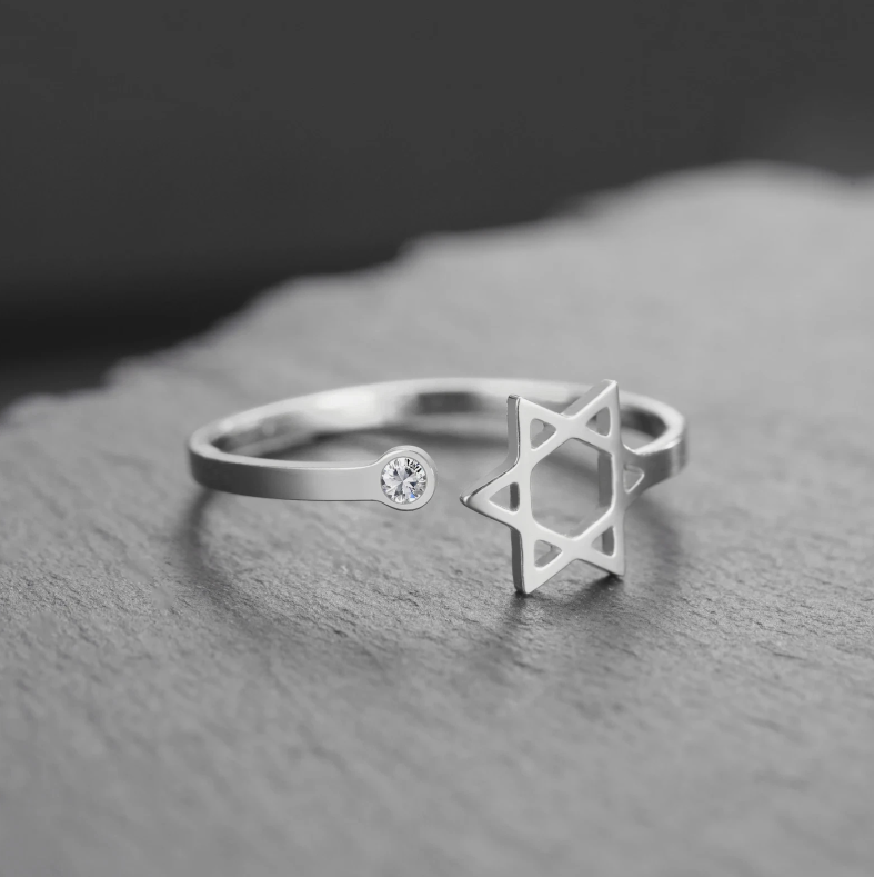 Adjustable Star of David Open Ring