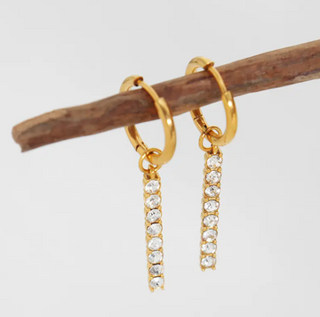 18K Gold Plated Crystal Drop Hoop Earrings