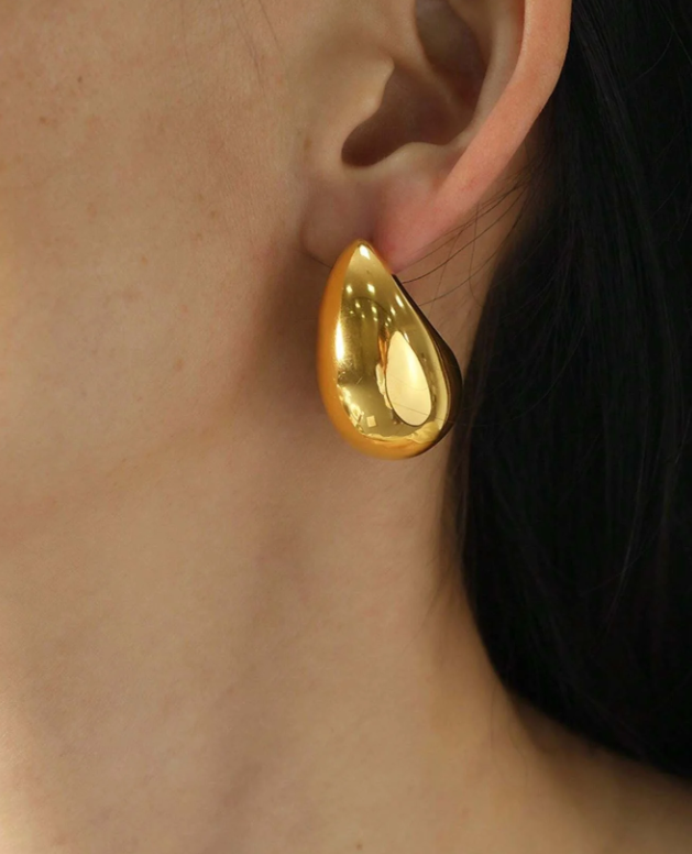 Gold Teardrop Statement Earrings