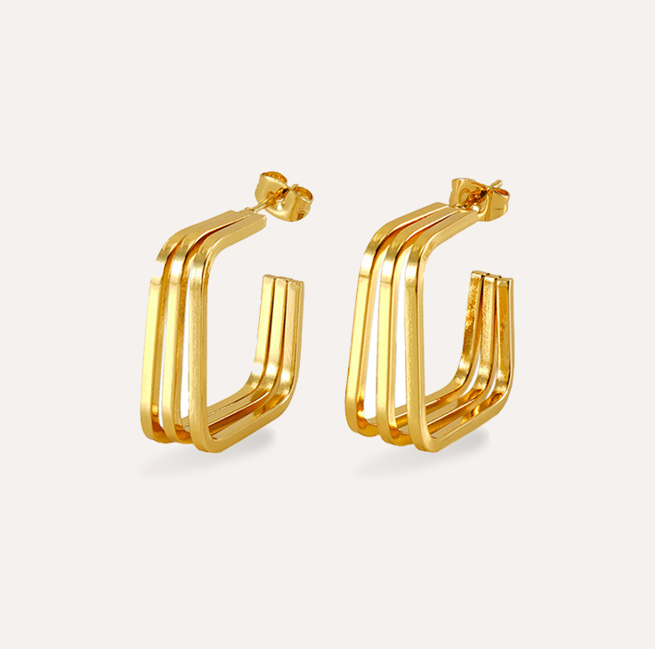 18K Gold Plated Geometric Hoop Earrings