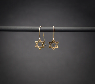 Dainty Hammered Star of David Drop Earrings