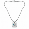 Square stainless steel hamsa pendant necklace with dove outline and turquoise stone