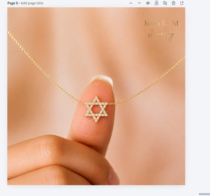 18K Gold Plated Star of David Necklace with Crystals