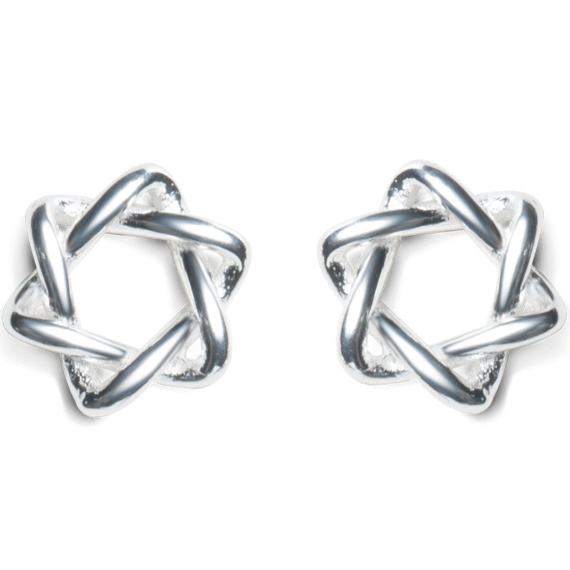 Star of David Knot Stud Earrings - Silver