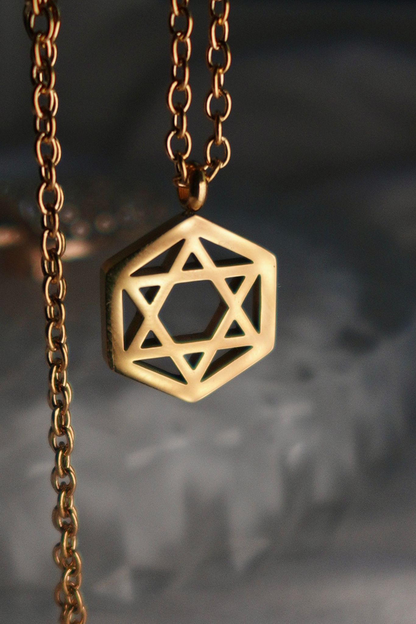 18K Gold Dipped Geometric Star of David Necklace