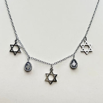 Star of David and Teardrop Charm Necklace