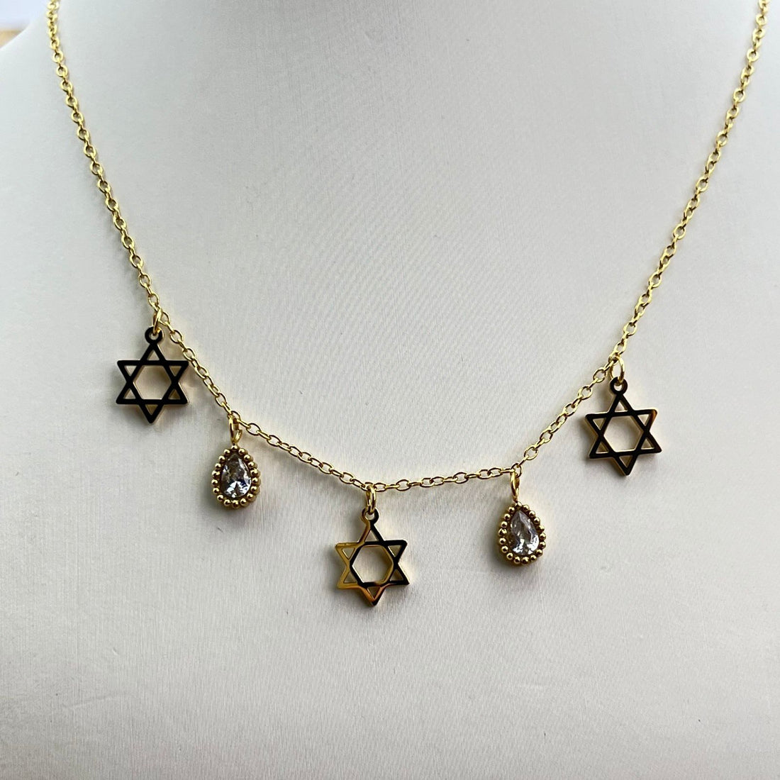 Star of David and Teardrop Charm Necklace