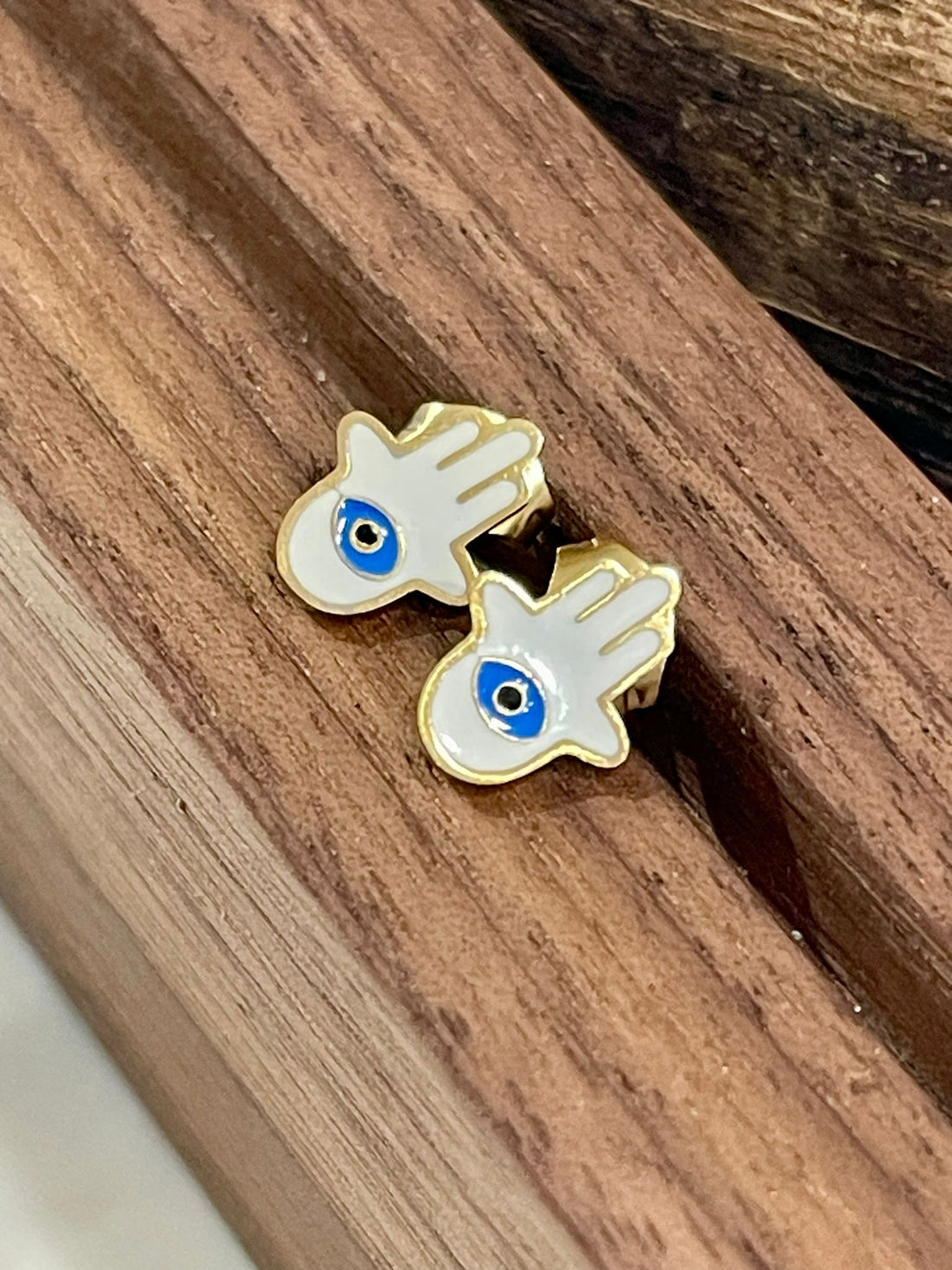 18K Gold Plated Hamsa Evil Eye Stud Earrings