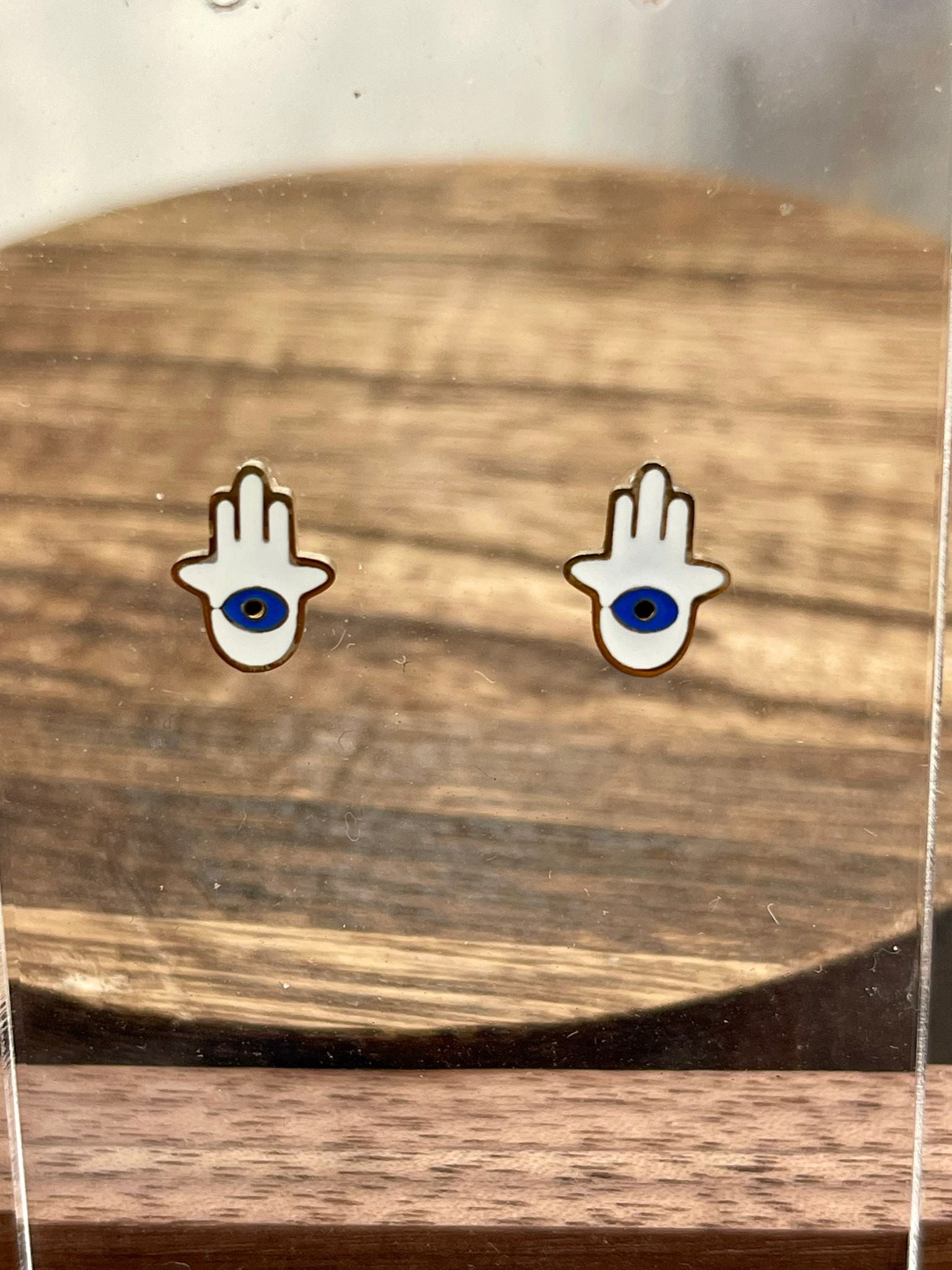 18K Gold Plated Hamsa Evil Eye Stud Earrings