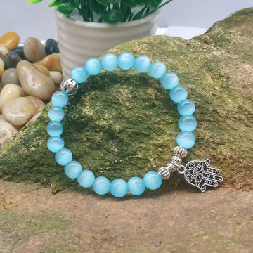 Aqua Blue Hamsa Bracelet